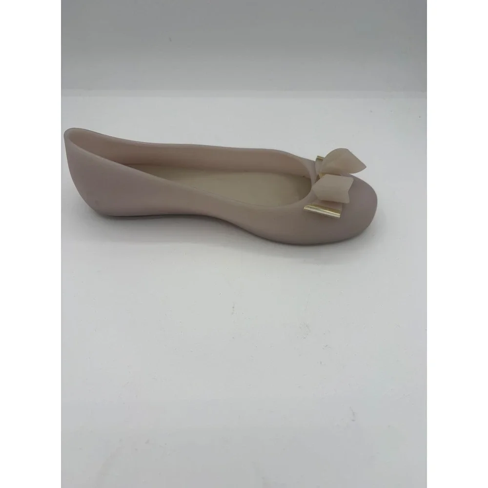 Mel by Melissa Women Blush Pink Jelly Ballet Flats Bow Gold Hardware Size 3 USA‎